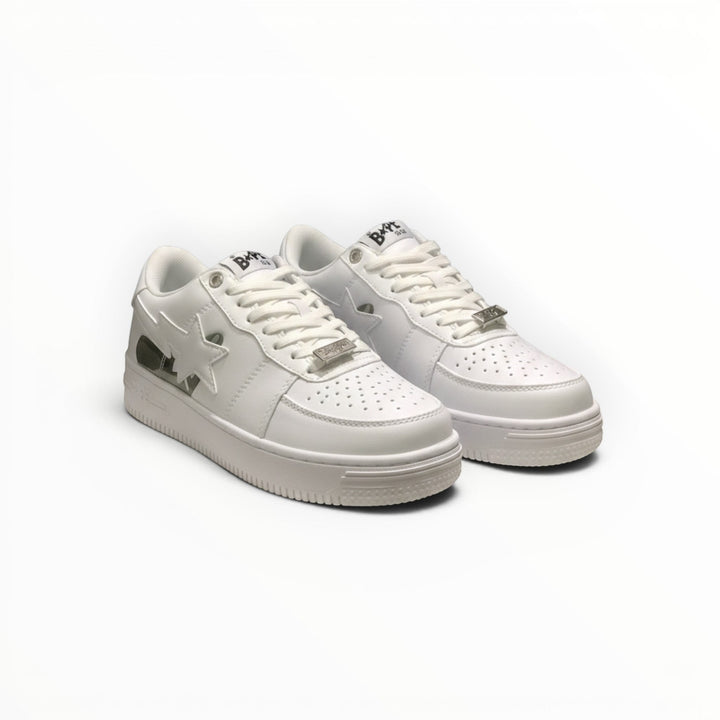 A Bathing Ape BAPE STA women's low-top sneakers in Triple White, side view