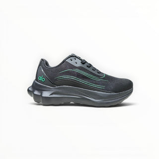FWSports Shoes Alo Yoga Alo Runner black and green lightweight lifestyle sneakers with cushioned midsole