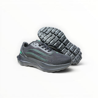 FWSports Shoes Alo Runner black and green lightweight lifestyle sneakers with cushioned midsole and breathable upper