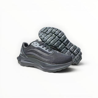 FWSports Shoes Alo Runner black and grey lightweight low-top sneakers with cushioned midsoles and textured outsoles.