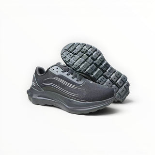 FWSports Shoes Alo Runner black and grey lightweight low-top sneakers with cushioned midsoles and textured outsoles.