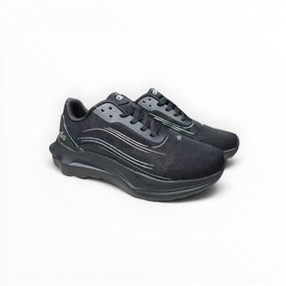 FWSports Shoes Alo Runner womens black and grey lightweight low-top sneakers with cushioned midsoles and lace-up closure.