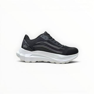 FWSports Shoes Alo Runner womens black and white lightweight low-top running sneakers with cushioned midsole