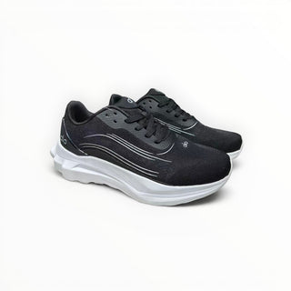 FWSports Shoes Alo Runner womens black and white lightweight low-top sneakers with cushioned midsole and lace-up design.
