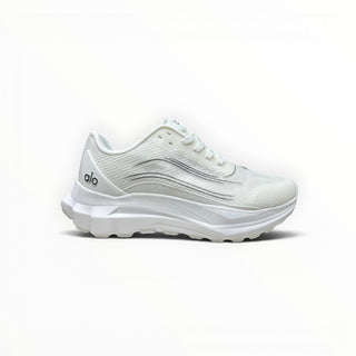 FWSports Shoes Alo Runner white lightweight low-top sneakers with breathable mesh and cushioned midsole.