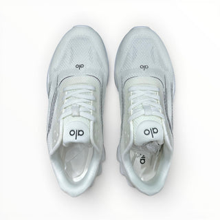 FWSports Shoes Alo Runner white low-top sneakers with breathable mesh upper and cushioned midsole for men.