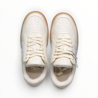 FWSports Shoes Alo Yoga Recovery Mode low-top sneakers in beige with a gum rubber sole, viewed from above.