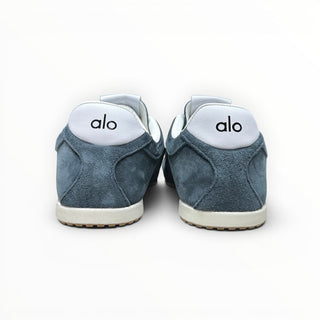 FWSports Shoes Alo Yoga Sunset blue suede low-top sneakers featuring white heel tabs with black logo branding