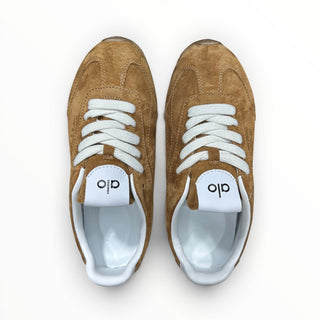 FWSports Shoes Alo Yoga Sunset brown suede low-top sneakers with white laces and cushioned interior