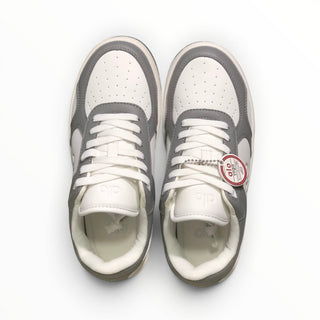 FWSports Shoes Alo Yoga Recovery Mode low-top sneakers in grey and white with a cushioned design and lace-up closure.