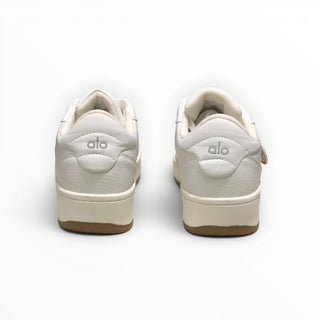 FWSports Shoes Alo Yoga Recovery Mode white low-top sneakers showing the rear heel view with logo branding.