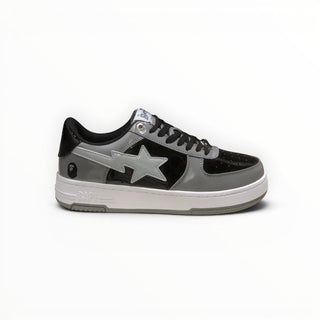 FWSports Shoes BAPE STA low-top sneakers in grey and black with signature star logo and lace-up closure