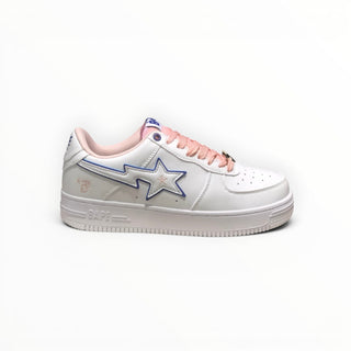 FWSports Shoes BAPE STA low-top sneakers in white and peach with a signature star logo and lace-up closure.