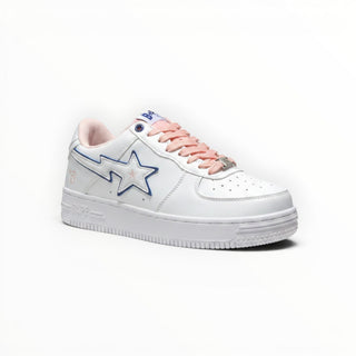 FWSports Shoes BAPE STA low-top sneakers in white and peach with a star logo and lace-up closure.