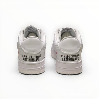 FWSports Shoes BAPE STA low-top sneakers in triple white with mastermind A BATHING APE branding on the heel