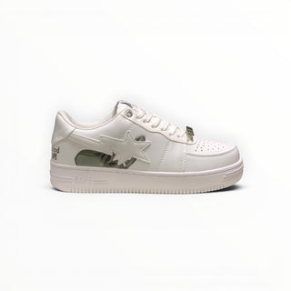 FWSports Shoes BAPE STA low-top sneakers in triple white with signature star side panel and lace-up closure