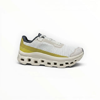 FWSports Shoes Womens On Running Cloudmonster Void running shoe in beige and yellow with breathable mesh and thick sole