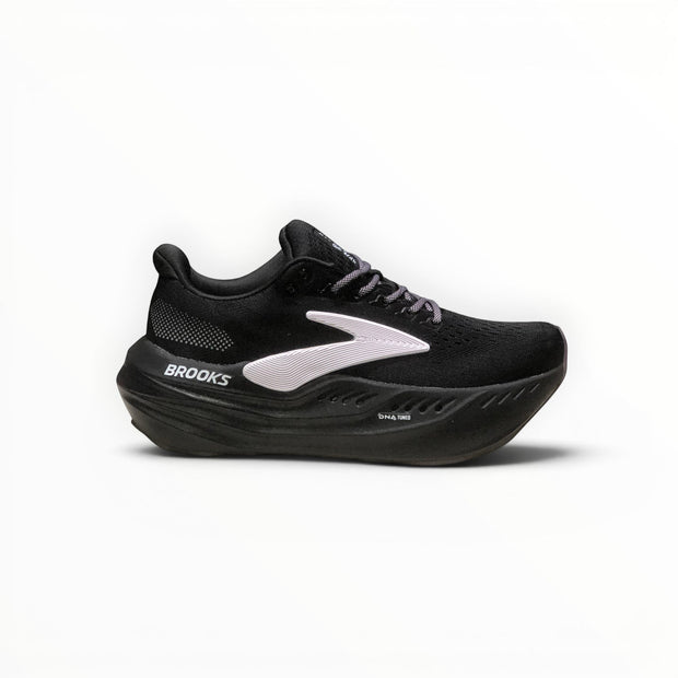 Brooks Glycerin Max women's running shoe in Black/Orchid Ice/Grey, lateral side view