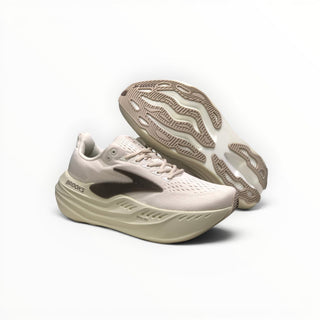 FWSports Shoes Brooks Glycerin Max Comfort womens cream running shoes with thick cushioned soles and lace-up design.