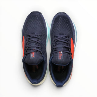 FWSports Shoes Brooks Glycerin Max men's navy and red running shoes with maximum cushioning and breathable mesh upper.