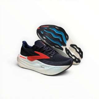 FWSports Shoes Brooks Glycerin Max Comfort womens running shoes in navy and red with thick cushioned white soles