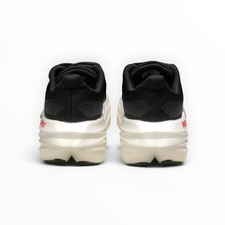 Rear view of FWSports Shoes Brooks Glycerin Max Comfort women's running shoes in black and grey with thick white soles.