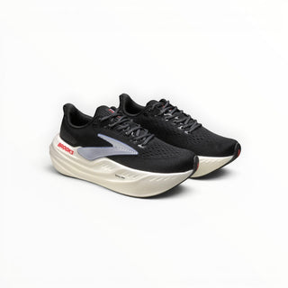 FWSports Shoes Brooks Glycerin Max Comfort men's running shoes in black and grey with thick cushioned white soles.
