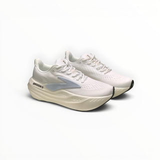 FWSports Shoes Brooks Glycerin Max Comfort men's running shoes in white and silver with thick cushioned soles.