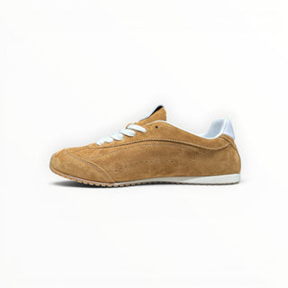 FWSports Shoes Alo Yoga Sunset brown suede low-top sneakers with white laces and a minimalist lifestyle design.