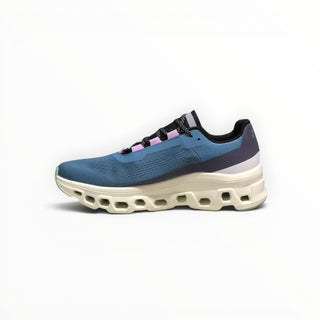 FWSports Shoes Cloudmonster women's blue running shoe with oversized CloudTec cushioning and breathable mesh upper.