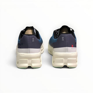Rear view of FWSports Shoes Cloudmonster blue running shoes featuring oversized CloudTec cushioning and Helion foam.