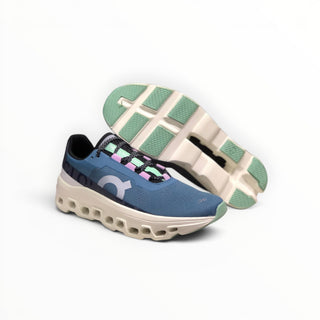 FWSports Shoes Cloudmonster men's blue running shoes with oversized CloudTec cushioning and breathable mesh upper.