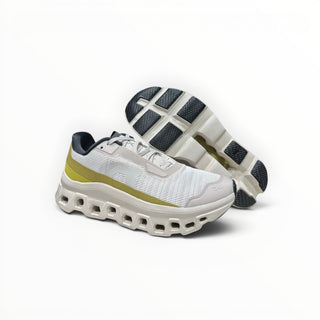 FWSports Shoes Cloudmonster Void running sneakers in beige and yellow with mesh upper and chunky CloudTec sole.