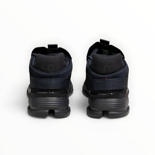 Rear view of FWSports Shoes CLOUDNOVA women's black running sneakers showing the cushioned sole and sock-like fit.