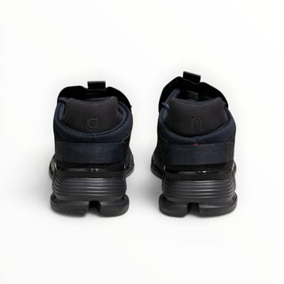 FWSports Shoes CLOUDNOVA men's black running sneakers, rear view showing sock-like upper and CloudTec cushioning sole.