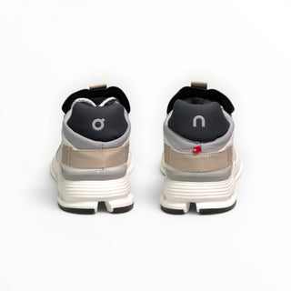 Rear view of FWSports Shoes Cloudnova men's running shoes in Bai Rousha featuring grey, white, and beige accents.