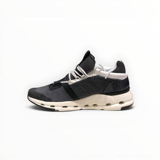 FWSports Shoes Cloudnova men's running sneaker in white, grey, and black with a breathable sock-like upper.
