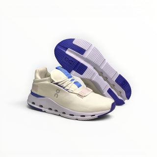 FWSports Shoes Cloudnova women's running sneakers in undyed white and ultramarine blue with CloudTec sole.