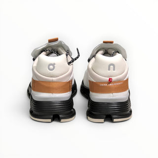FWSports Shoes Cloudnova walnut running shoes showing the rear view with cushioned soles and branded heel details.