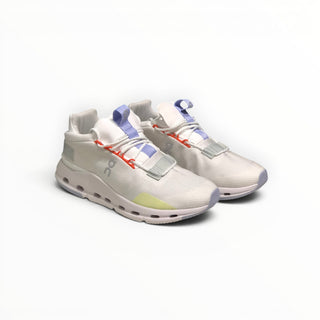 FWSports Shoes Cloudnova women's running sneakers in white and glacier gray with a breathable sock-like upper.