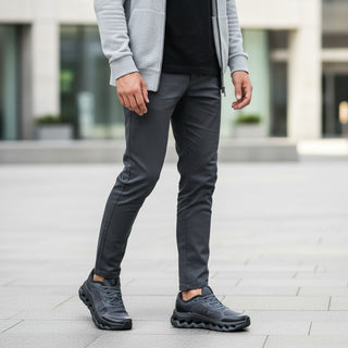 FWSports Shoes On Cloudtilt Remix men's running sneakers in blackout and charcoal with layered x-ray upper design.
