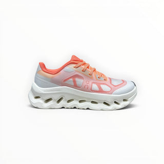 FWSports Shoes On Cloudtilt Remix men's sneaker in coral, peach, and white with a layered x-ray upper and thick sole.