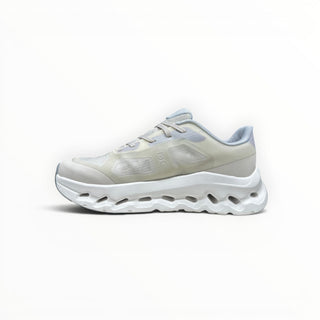 FWSports Shoes On Cloudtilt Remix men's running sneaker in cream and ice blue with a layered x-ray mesh upper.