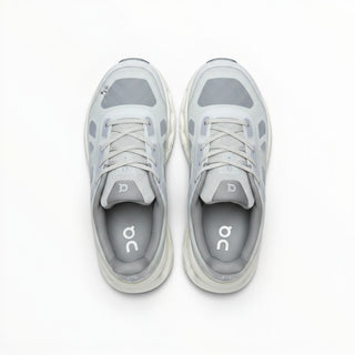 FWSports Shoes On Cloudtilt Remix men's running sneakers in glacier and white with layered x-ray mesh upper.