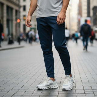 FWSports Shoes On Cloudtilt Remix running shoes in white and grey with layered x-ray upper on a city street.