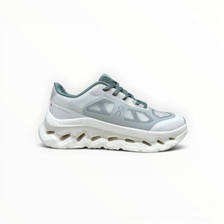 FWSports Shoes On Cloudtilt Remix running sneaker in sage, ice, and white with a futuristic layered see-through upper.