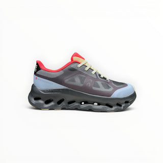 FWSports Shoes On Cloudtilt Remix men's running sneaker in dark mocha, slate blue, and red with a CloudTec Phase sole.