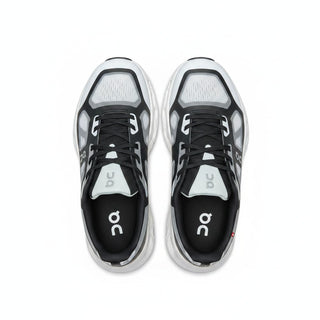 FWSports Shoes On Cloudtilt Remix women's running sneakers in black and white with layered x-ray mesh upper.