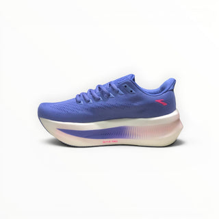 FWSports Shoes Glycerin Max 2 women's running shoes in blue with thick white cushioned midsole and pink accents.