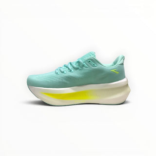 FWSports Shoes Glycerin Max 2 men's running shoes in mint green with a thick white and yellow cushioned midsole.